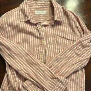 Zara Coral and White Striped Shirt